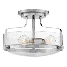 Hinkley Harper Semi-Flush Ceiling Light Polished Chrome & Opal Glass