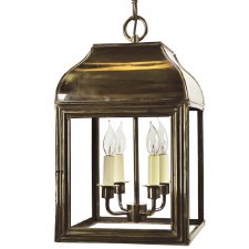 Hemingway Hanging Lantern Large Renovated Brass