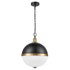 Hemisphere Large Pendant Light Matt Black & Gold
