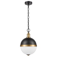 Hemisphere Small Pendant Light Matt Black & Gold