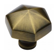 Heritage Hexagon Cabinet Knob C2238 Antique Brass