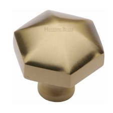 Heritage Hexagon Cabinet Knob C2238 Satin Brass