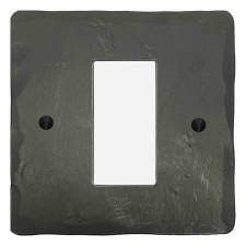 Hand Forged Plate for Modular Electrical Components 50x25mm Hand Forged Anthracite