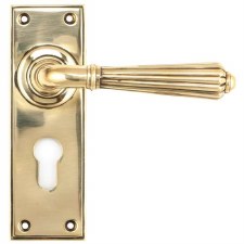 From The Anvil Hinton Euro Set Door Handle Aged Brass