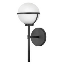 Hinkley Hollis Single Bathroom Wall Light Opal Glass Black