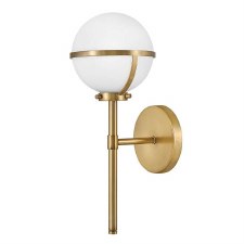 Hinkley Hollis Single Bathroom Wall Light Opal Glass Heritage Brass