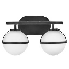 Hinkley Hollis Double Bathroom Wall Light Opal Glass Black