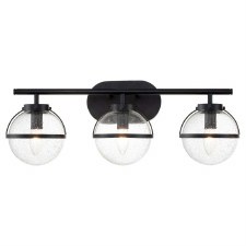 Hinkley Hollis Triple Bathroom Wall Light Clear Glass Black