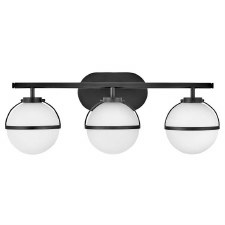 Hinkley Hollis Triple Bathroom Wall Light Opal Glass Black