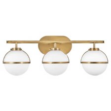 Hinkley Hollis Triple Bathroom Wall Light Opal Glass Heritage Brass