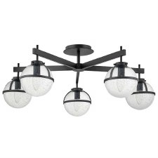 Hinkley Hollis 5 Light Bathroom Pendant Black & Seeded Glass