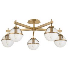 Hinkley Hollis 5 Light Bathroom Pendant Heritage Brass & Seeded Glass