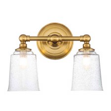 Feiss Huguenot Double Bathroom Wall Light Burnished Brass