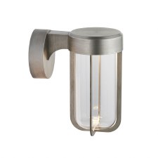 Hurn Wall Light Brushed Silver Clear Glass LED