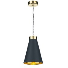 David Hunt Hyde Single Pendant Polished Brass with Smoke Blue Shades