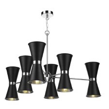 David Hunt Hyde 12 Light Pendant Chrome with Black Shades