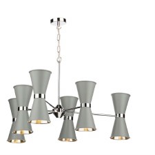 David Hunt Hyde 12 Light Pendant Chrome with Powder Grey Shades