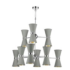 David Hunt Hyde 18 Light Pendant Chrome with Powder Grey Shades