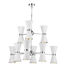 David Hunt Hyde 18 Light Pendant Chrome with Arctic White Shades