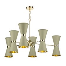 David Hunt Hyde 6 Light Pendant Polished Brass with Pebble Shades