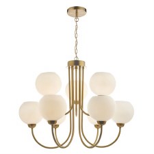 Indra 9 Light Chandelier Natural Brass