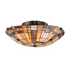 Quoizel Inglenook Round Tiffany Semi Flush Light Valiant Bronze