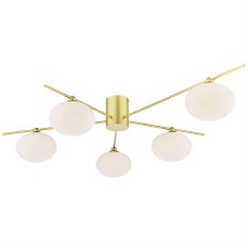 Jasper 5 Light Semi Flush Pendant Satin Gold