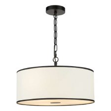 Jemima 3 Light Pendant Matt Black & White