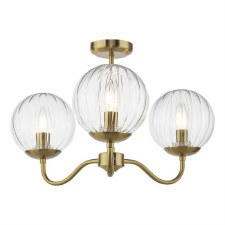 Jocelyn 3 Light Semi Flush Ceiling Light Natural Brass