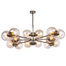 David Hunt Juno 16 Light Chandelier Antique Brass With Amber Glass