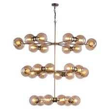 David Hunt Juno 30 Light Chandelier Antique Brass & Smoked Glass
