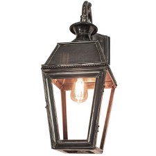 Kensington Overhead Arm Outdoor Wall Lantern, Antique Brass