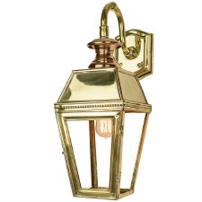 Kensington Overhead Arm Outdoor Wall Lantern Polished Brass Unlacquered