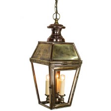 Kensington Pendant Lantern with 3 Light Cluster Renovated Brass