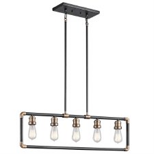 Kichler Imahn Chandelier 5 Light Black/Natural Brass