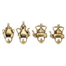 Classical Brass Set of 4 Kitchen Hooks Polished Brass