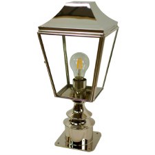 Knightsbridge Outdoor Pillar Lamp Short Polished Nickel