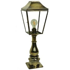 Knightsbridge Outdoor Pillar Lamp Tall Renovated Brass