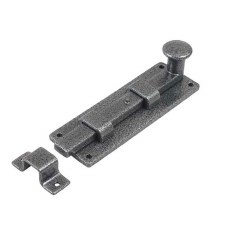 Stonebridge Knob Door Bolt 6" Armor Coat Forged Steel Straight