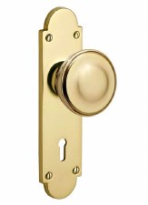 Constable 603 Door Knob On Lock Plate Polished Brass Lacquered