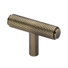 Heritage Knurled T-Bar Cabinet Knob C4415 Antique Brass