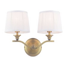 Laura Ashley Hemsley Double Wall Light Antique Brass