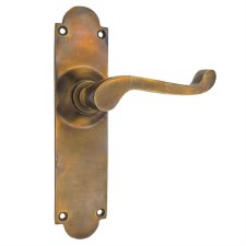 Aston Door Latch Handles Scroll 5371 Antique Brass Unlacquered