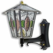 Newquay Leaded Outdoor Wall Lantern Pink & Green