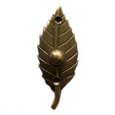 Leaf Bell Push Antique Satin Brass