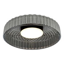 Leena Flush Ceiling Light Satin Black & Smoked Ribbed Glass Leena Flush Ceiling Light Satin Black & Smoked Ribbed Glass