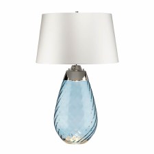 Elstead Lena Large Dual Light Blue Glass Table Lamp with White Shade