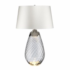Elstead Lena Large Dual Light Smoke Glass Table Lamp with White Shade