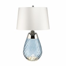 Elstead Lena Small Dual Light Blue Glass Table Lamp with White Shade