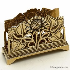 Letter Rack Art Nouveau Polished Brass